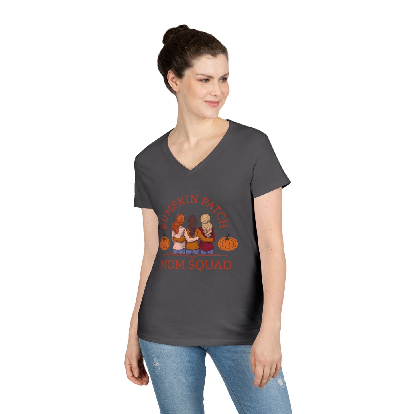 Pumpkin Patch Mom Squad – Ladies’ V-Neck T-Shirt