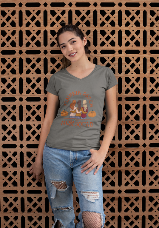 Pumpkin Patch Mom Squad – Ladies’ V-Neck T-Shirt