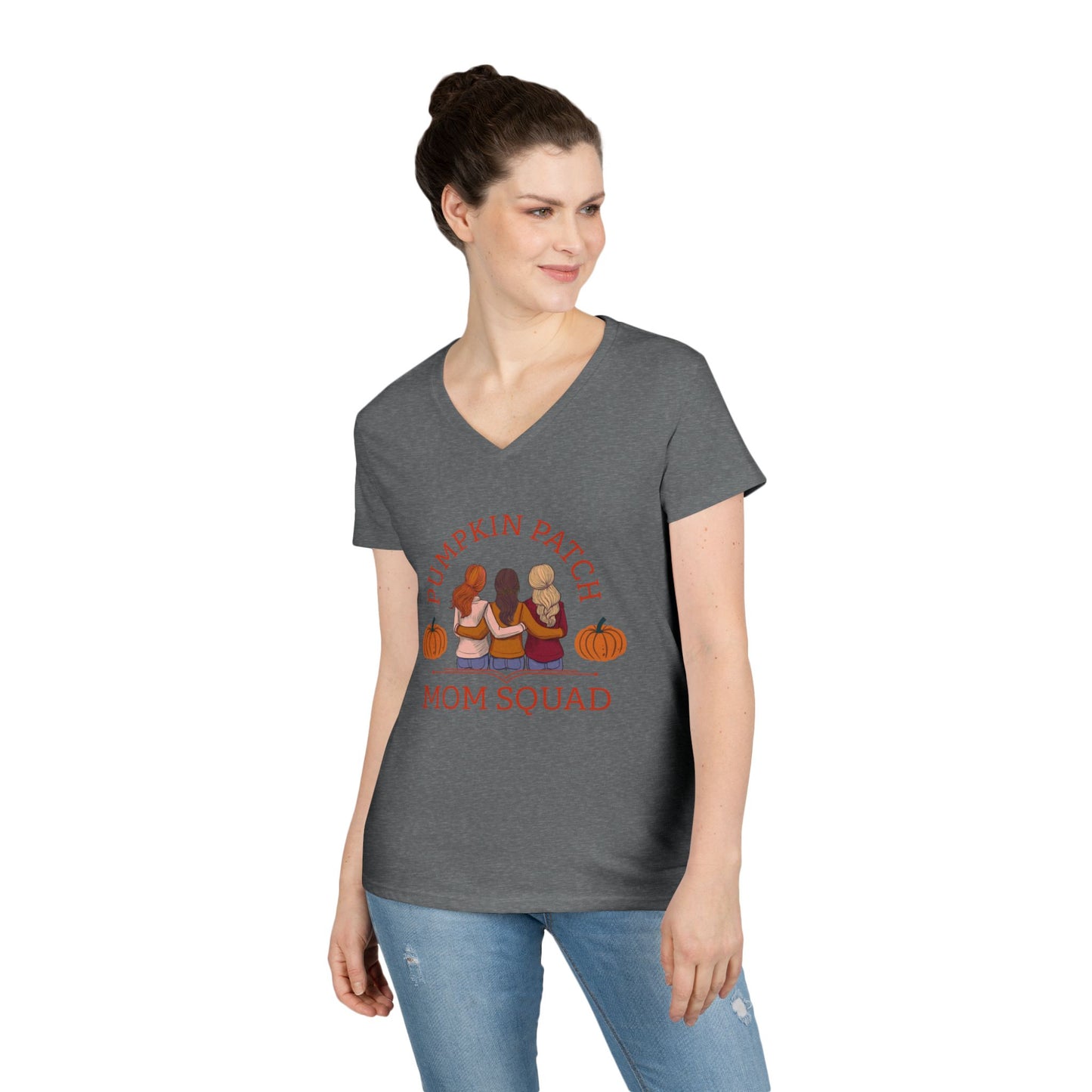 Pumpkin Patch Mom Squad – Ladies’ V-Neck T-Shirt