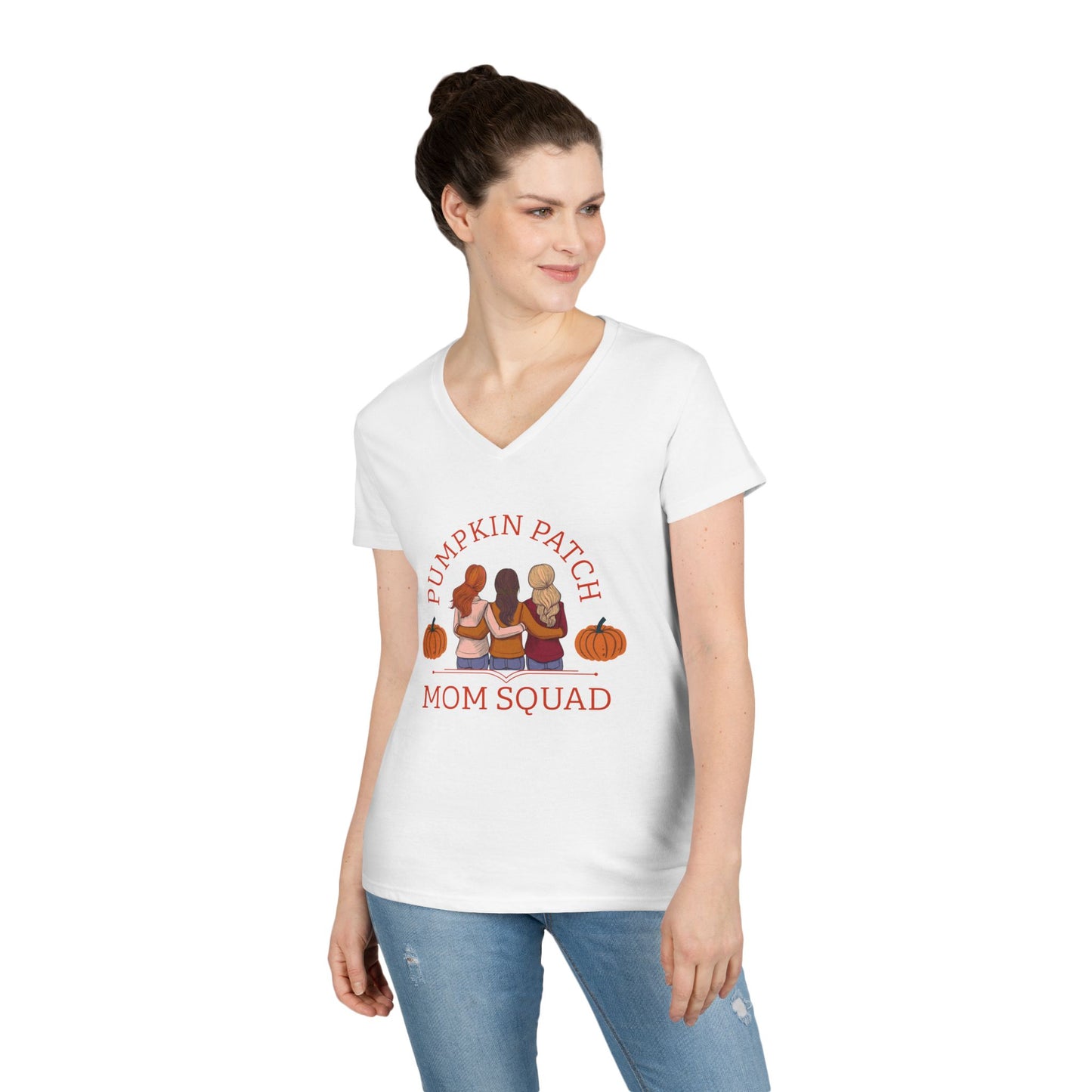 Pumpkin Patch Mom Squad – Ladies’ V-Neck T-Shirt